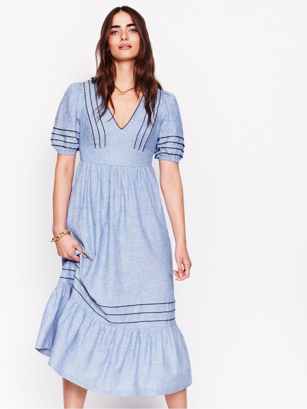 Boden Blue Linen Dress - NWT